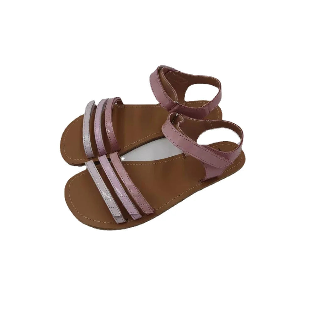 Tipsietoes 2025 Sprinng Barefoot Leather Flat Sandals For Women Shoes With New MInimalist Soft Sole