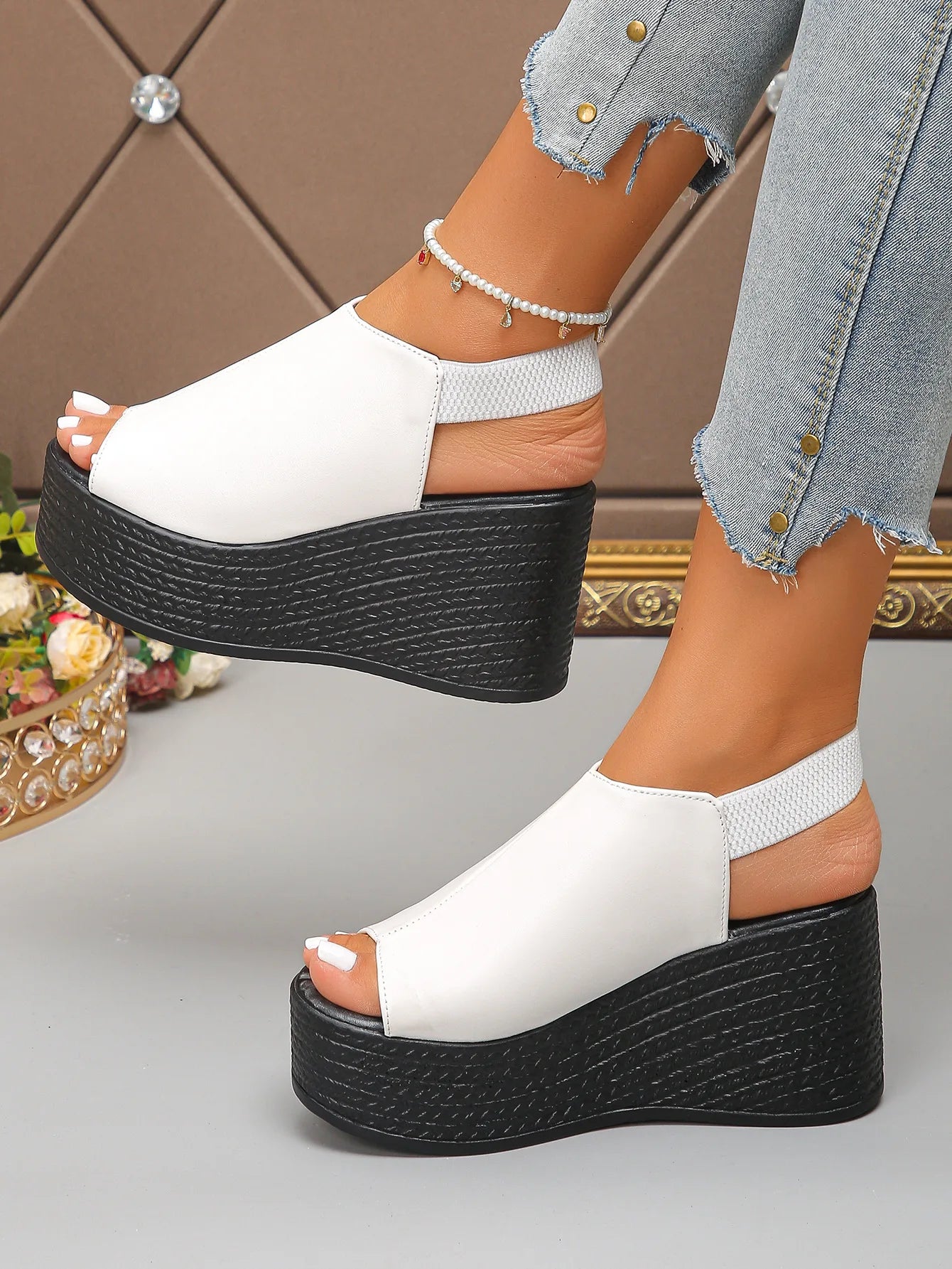 Women Sandals High Quality Summer Leather Wedge Sandals Women  New Platform High Heels Shoes Sexy Open Toe Elegant Sandals