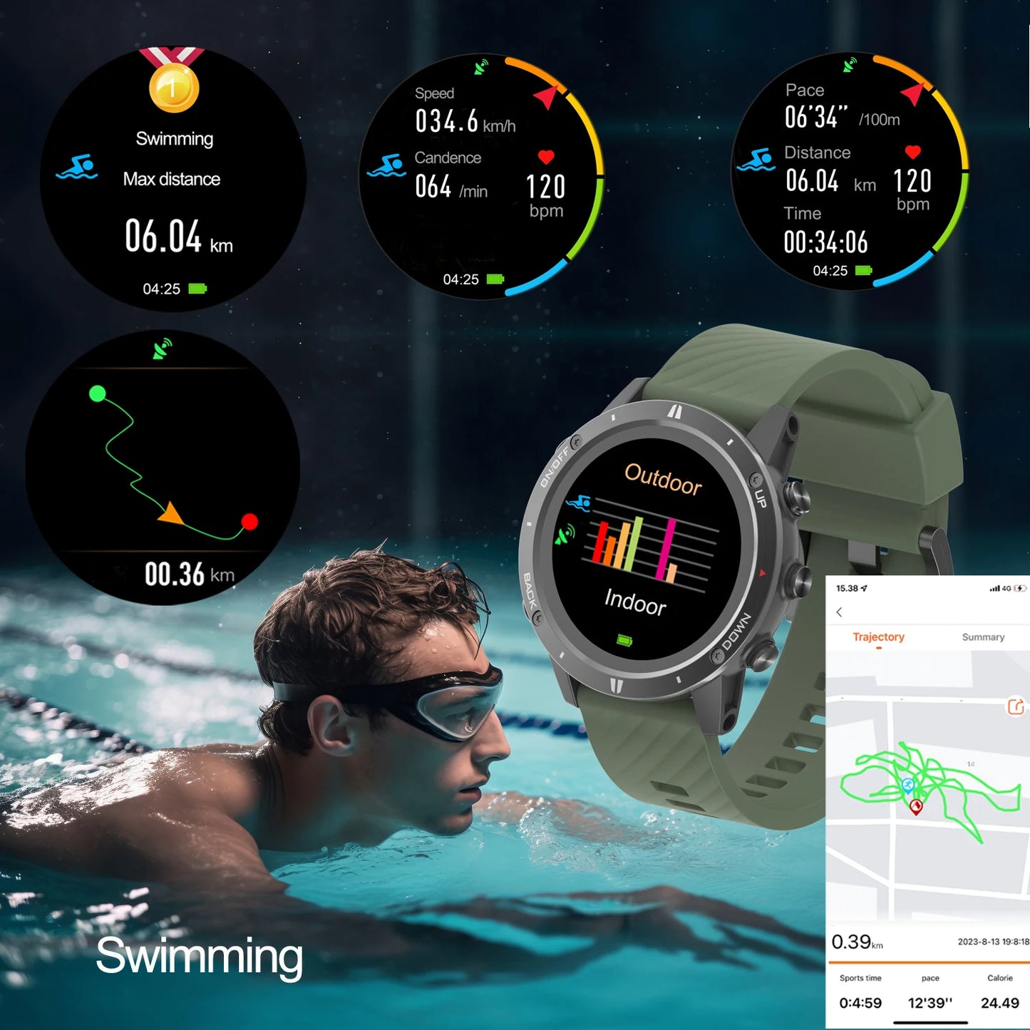 2024 New Sunroad GPS Sports Watch Smart Men Sports Fitness Watches Swim Waterproof Climb Hiking Running Digital Wristwatch G5