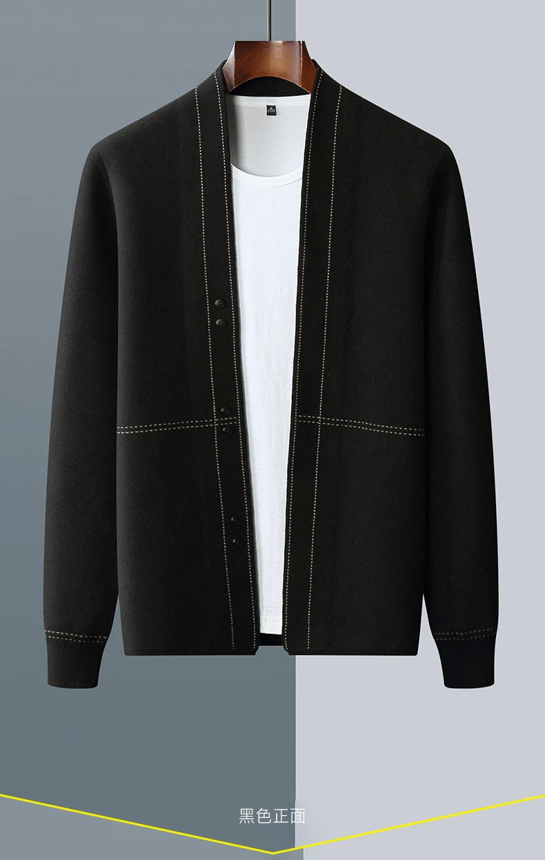 Fall/Winter New Men's Wool Cardigan Jacket Knitted Outer Cashmere Sweater Men's Wear