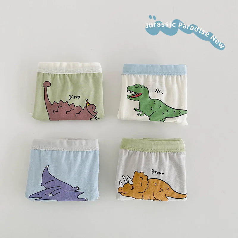 Children's Panties Briefs Boys Cotton Boxer Dinosaur Bear Pattern Baby Kids Underwear 4 Pack