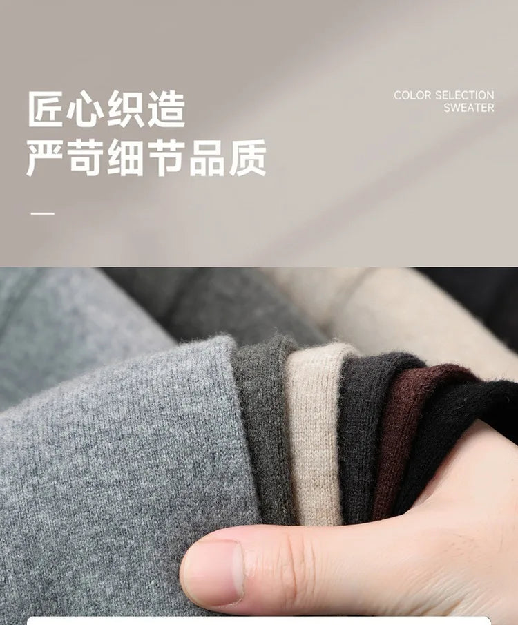 Cashmere Wool Classsic Sweater Men Autumn Winter Warm Knitting Clothes Long Sleeve  Sheep Wool Zipper Sweater Top Pullovers