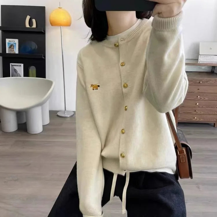 Long-sleeved Cashmere cardigan women sweater cashmere knitted  O-neck Cashmere cardigan sweater coat  Autumn and Winter