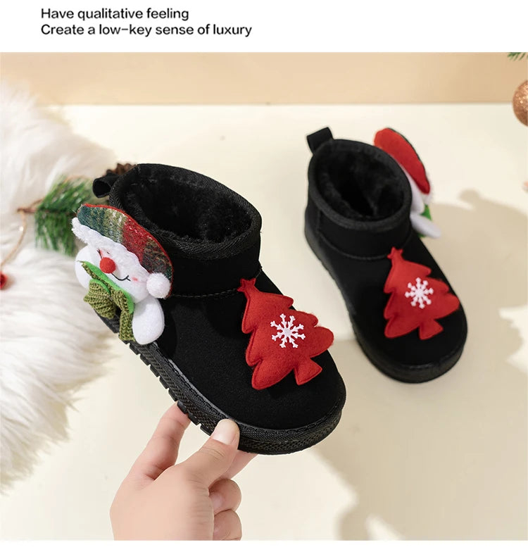 Kids Snow Boots Christmas Gift Children Short Boots with Thick Warm Fur 2025 Winter New Boys Girls Ankle Boots Round Toes Soft