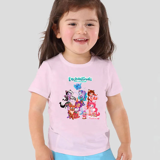 Girls Clothes Kids The Enchantimals Cartoon Graphic Kawaii T shirts Summer Toddler Baby Cute Funny Cotton Tee Tops Boys T shirt