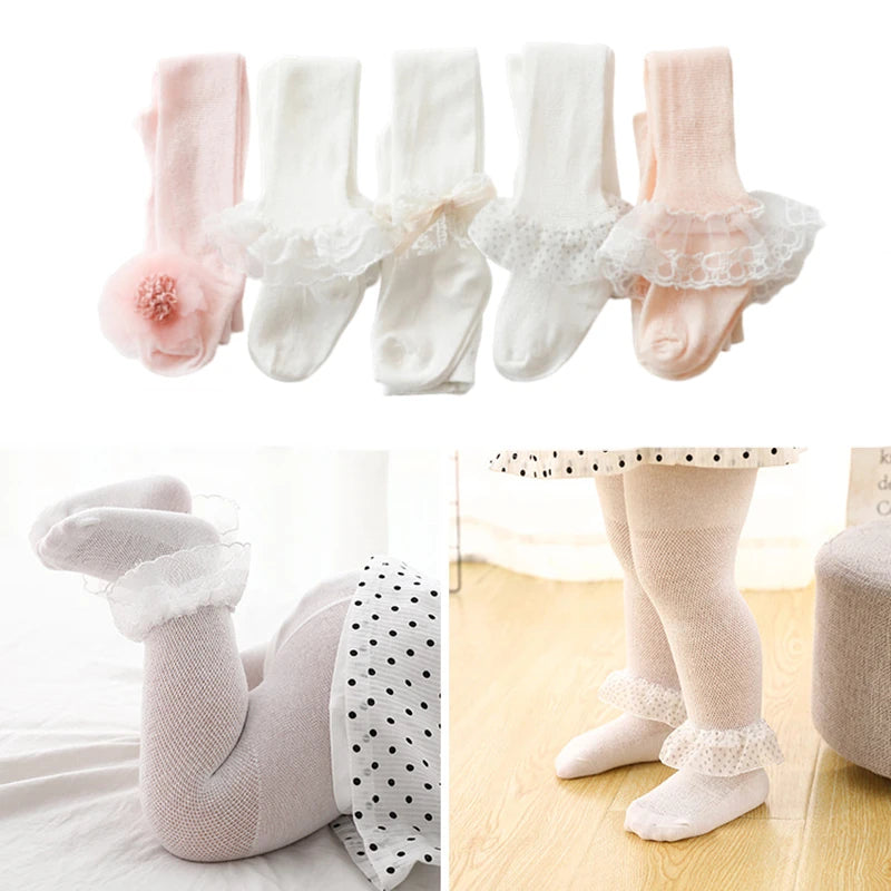 Bow Flower Stockings for Infant Newborn Little Girl Socks Lace Mesh Pantyhose Cute Girls Baby Tights Baby Girl Legging Tights