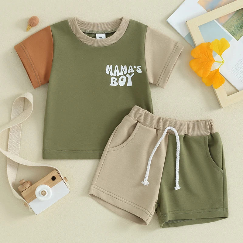 Lioraitiin 0-3Y Toddler Baby Boys Girls Summer Outfits Short Sleeve Contrast Color Tops and Pocket Shorts ClothesSet