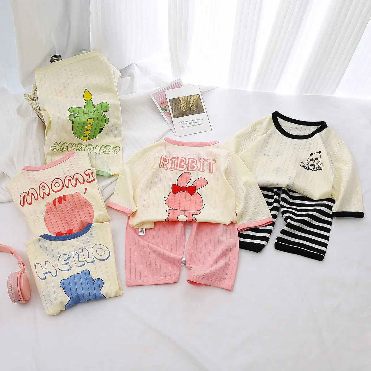 Baby Nightwear Pyjamas Kids Cartoon Homewear Clothes Baby Pajamas Sets Cotton Child Pajamas Toddler Short Sleeve