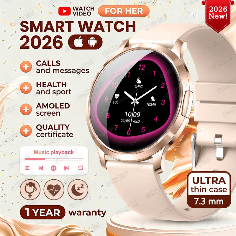 202 6New Smart Watch For Women 466*466 AMOLED Display Voice Call Sport Fitness Health Watches DIY Custom Dial Smartwatch Ladies