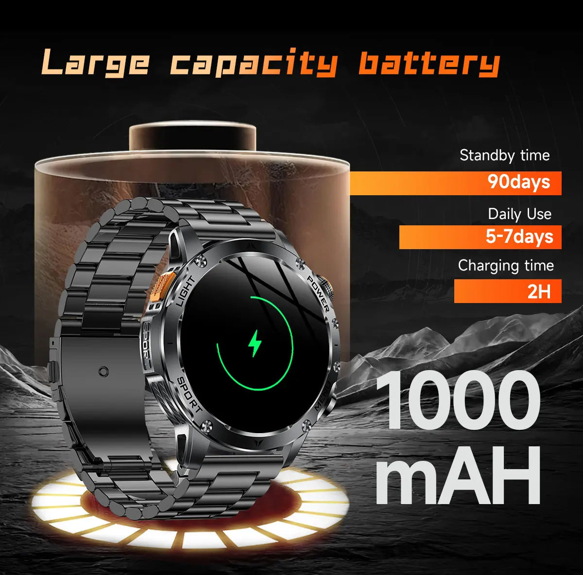 New Smart Watch For Men 1000Mah Battery Fitness Tracking Sport Waterproof Clock Smart Bracelet Men Military High-end custom dial
