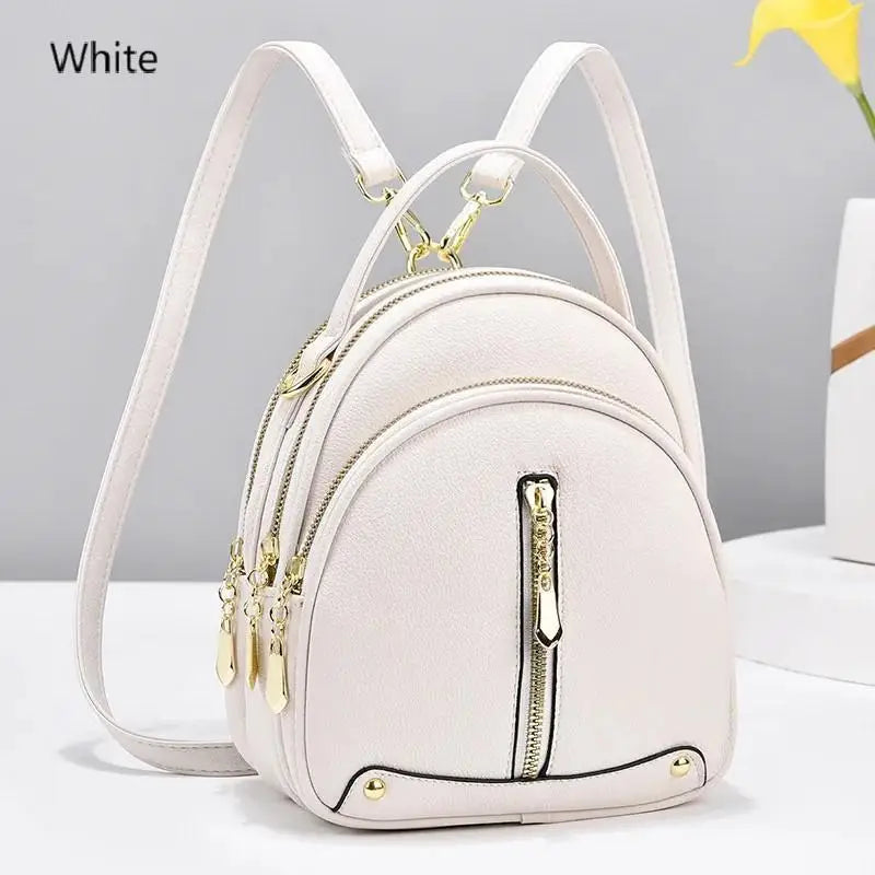 Women's Small Backpack, Light and Multifunctional, High Quality PU Handbag, One Shoulder Sling Student Handbag, Four Seasons