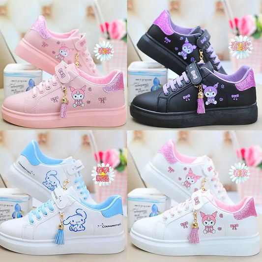 New Sanrioed Mymelody Girl Shoes Non Slip Net Shoes Cartoon Board Shoes Kuromi Sports Shoes Breathable Lightweight Cute Sneakers