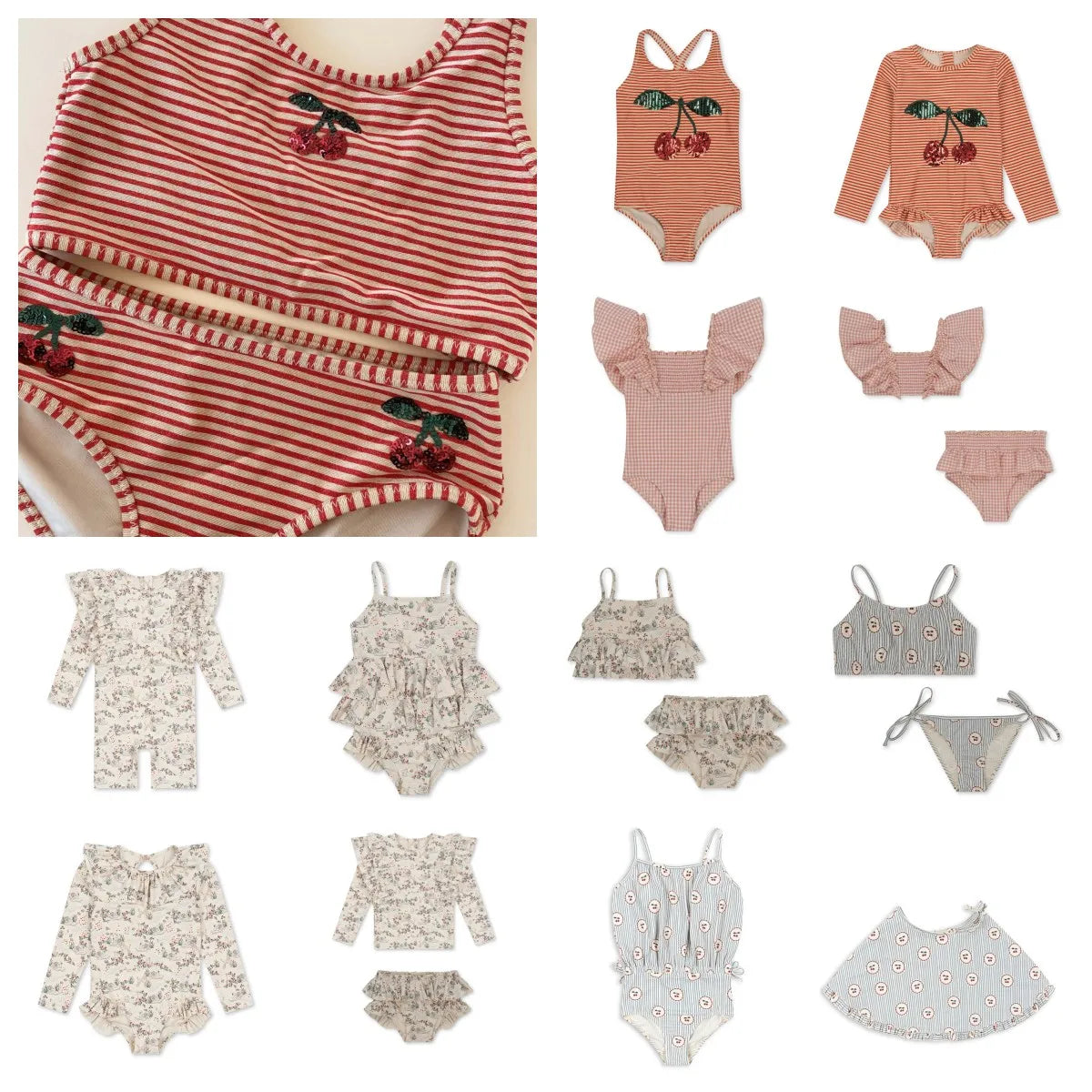 2024 Kids Girls Swimwear Sets KS Toddler Baby Girls Cute Cartton Print Swimsuits Fashion Outwear Bikini Sets