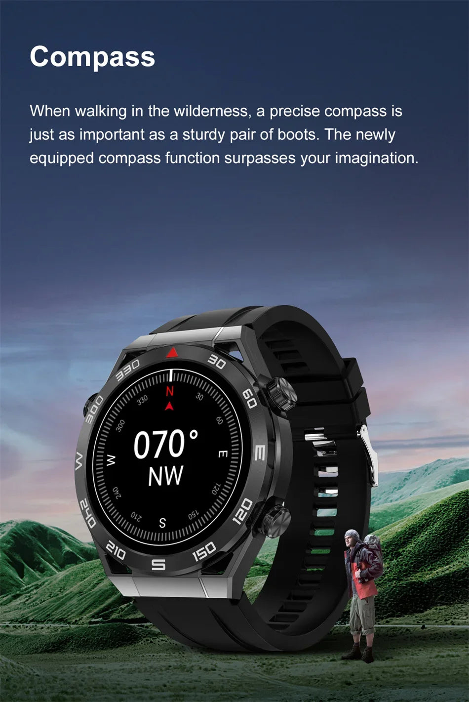 2024 New GPS Sports Smart Watch Men AMOLED HD Full Touch Screen IP68 Waterproof NFC Compass Bluetooth Call ECG+PPG Smart Watches