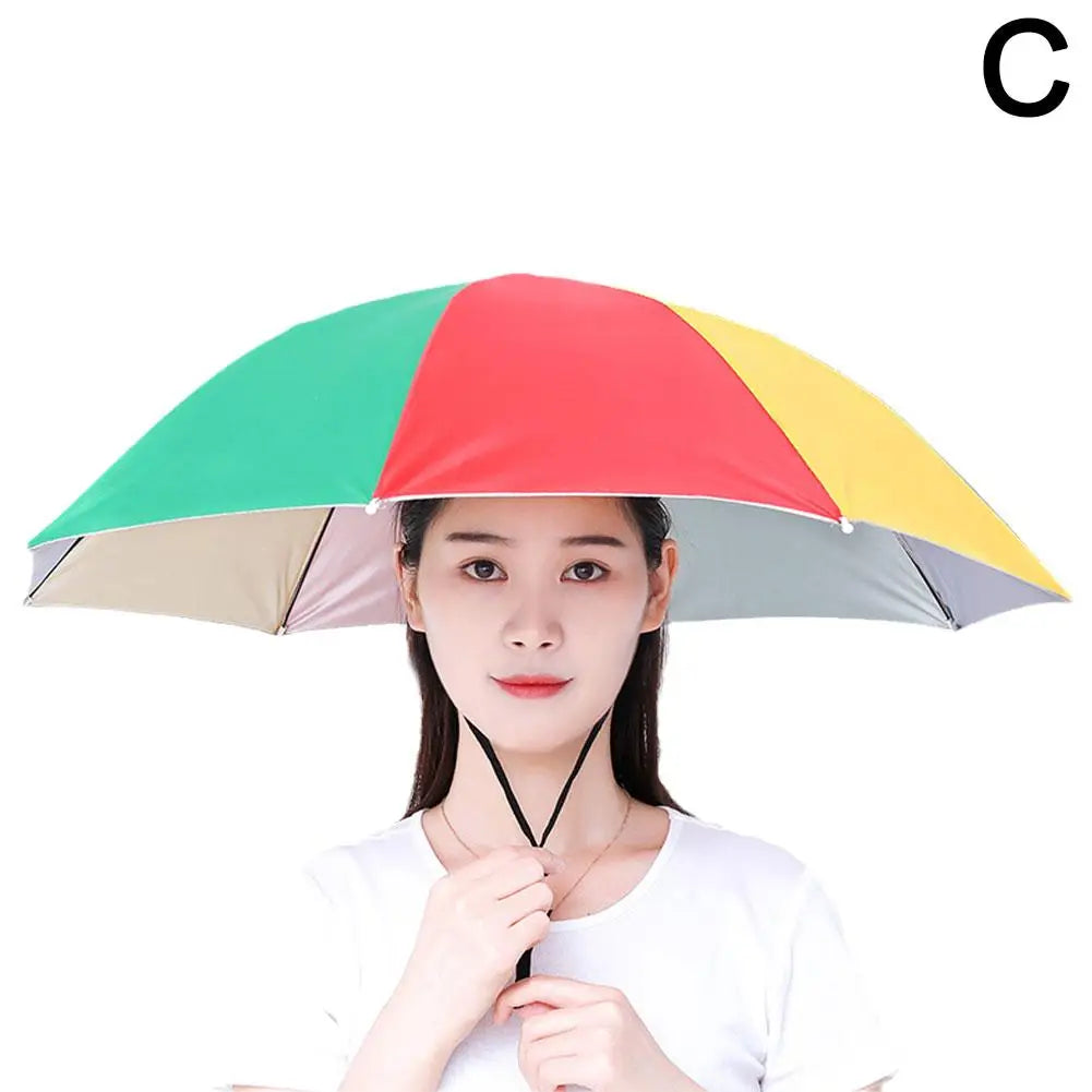 Summer Rain Umbrella Hat Foldable Sun Shade Waterproof Fishing Headwear Cap Beach Head Hats UV Protection Sunscreen
