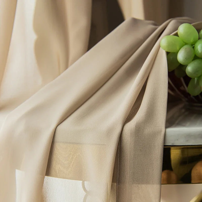 Modern Brown Voile Curtains for Kids Bedroom Living Room Sheer Curtain in Kitchen Hall Cortinas Ventana Firany Treatment Rideaux