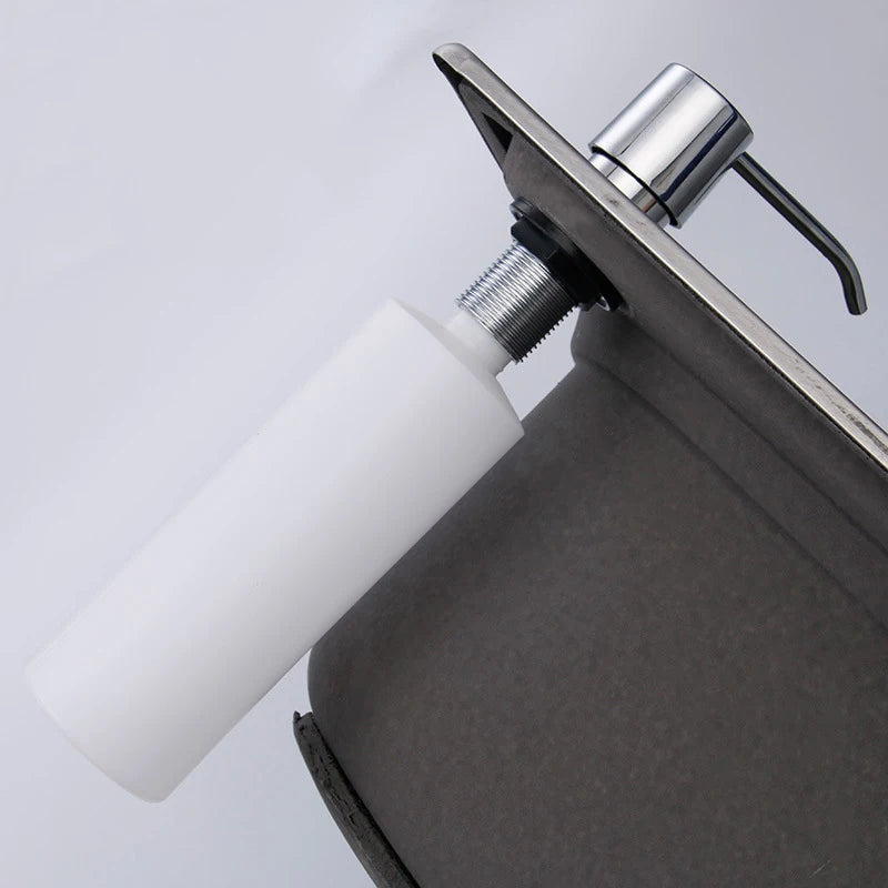 Stainless Steel Sink Soap Dispenser Kitchen Detergent Liquid Soap Dispenser Refillable Hand Press Sink Built-in Bottle