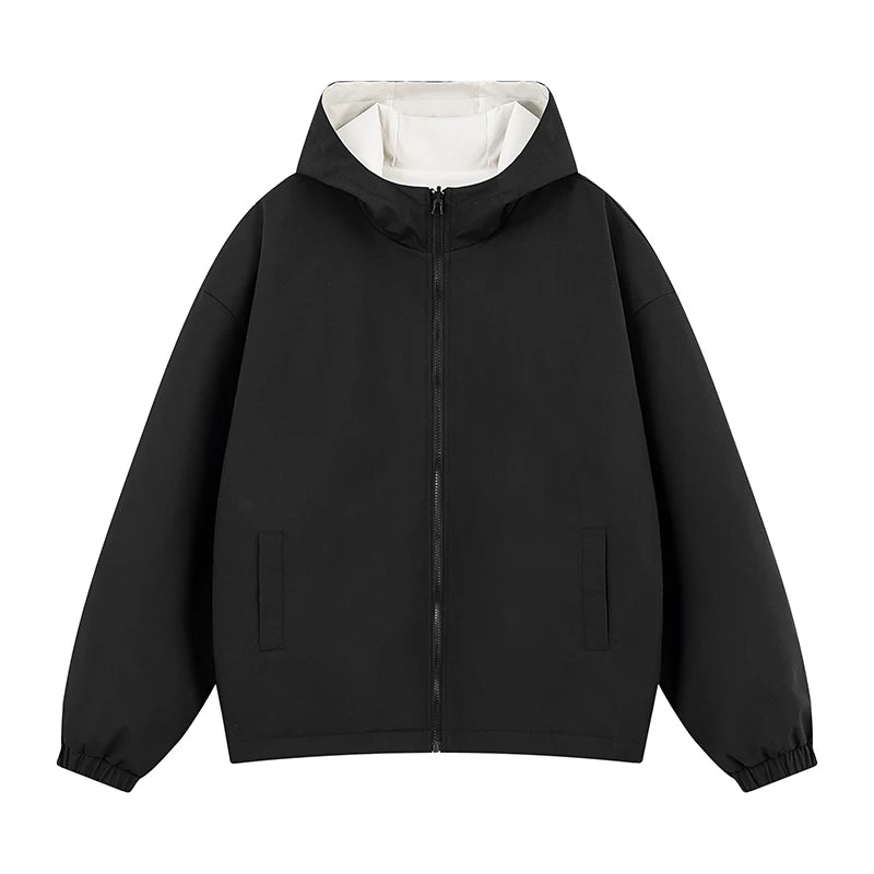 Womens Hooded Reversible Jackets 2025 Windbreaker Women Jackets Basic Coats Zipper Fashion Lightweight Jackets Famale Outerwears