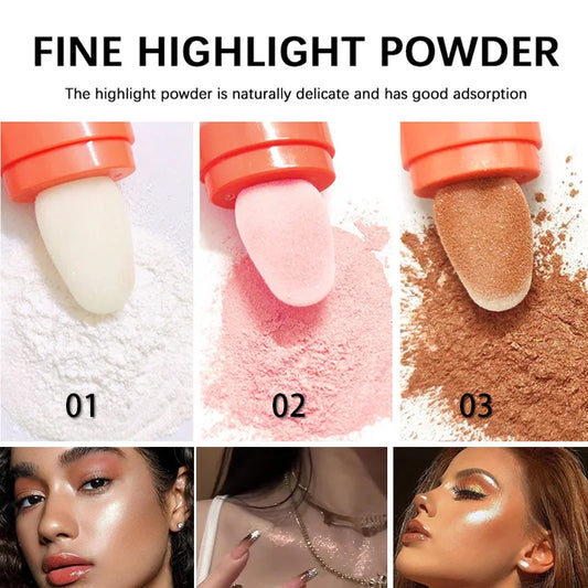 3 Colors Glitter Fairy Highlight Pat Powder Bride Wedding Highlight Powder Body Glitter Powder Shiny Powder Multifunction Makeup