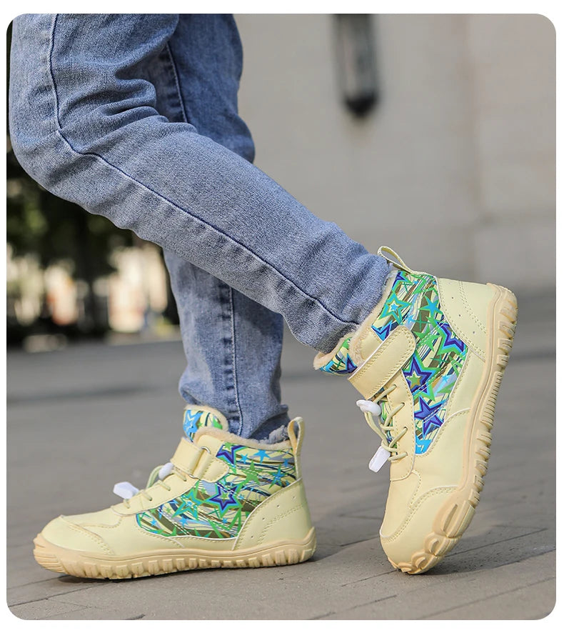 New Parent-child Winter Boots Men and Women Snow BareFoot Outdoor Non-slip Warm Fur Casual Boys/girls Sneakers Kid's Ankle Boots