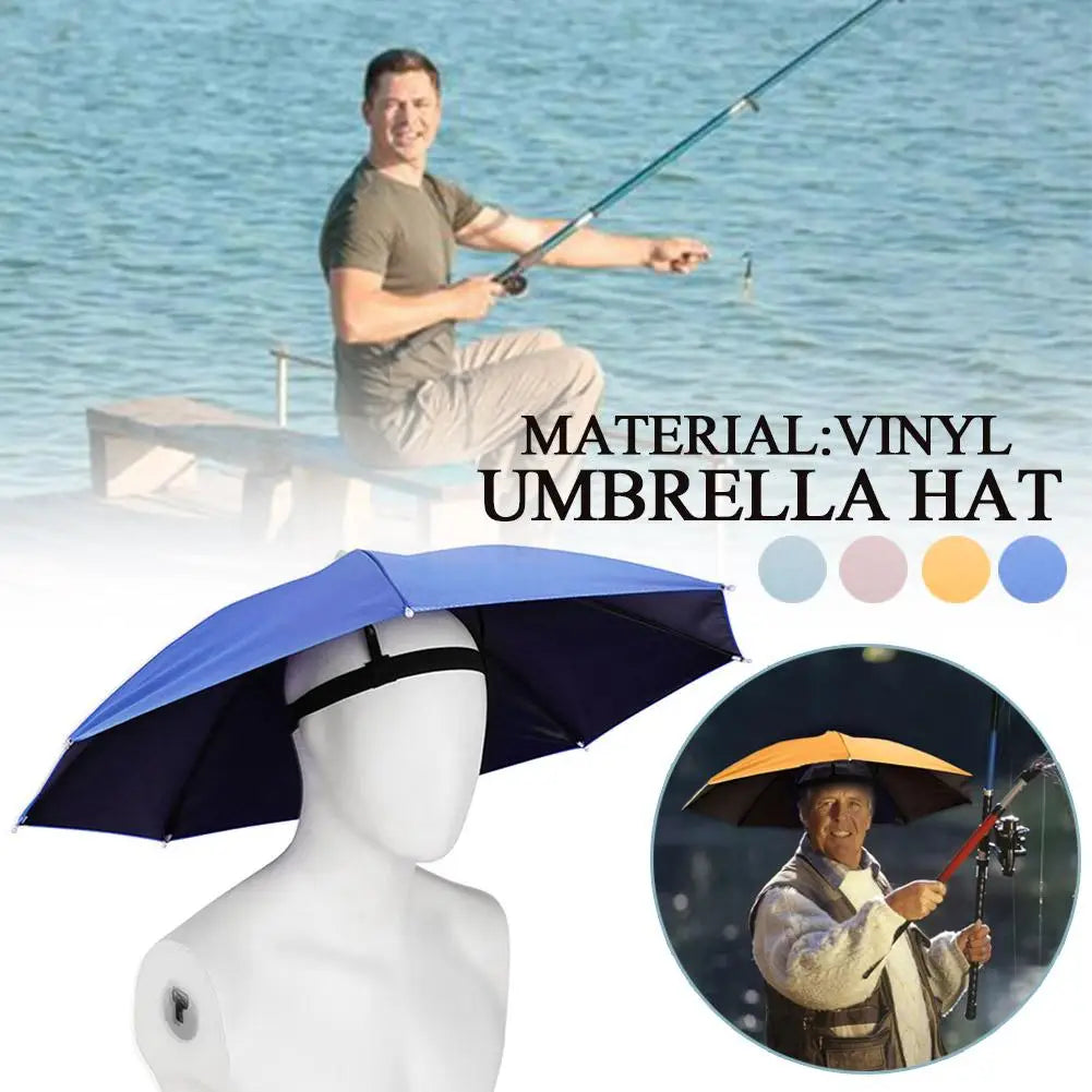 Outdoor Fishing Umbrella Hat Sun Shade Anti-UV Camping Fishing Headwear Cap Women Men Beach Headband Hat Portable Rain Hat