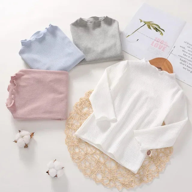 Baby Girls Shirts Long Sleeved Tops Toddler Kids Cotton Undershirt Children's Thermal Underwear  Kids Turtleneck Bottoming