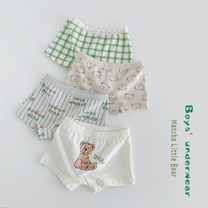 2-11Y Little Boys Soft Cotton Briefs Dinosaur Truck Bear Baby Toddler Kids Underwear 4 packs