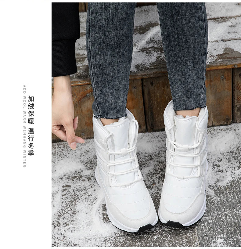 2023 Winter White Snow Boots Waterproof Non-slip Thicken Plush Warm Ankle Boots Women Shoes Botas Mujer Platform Shoes