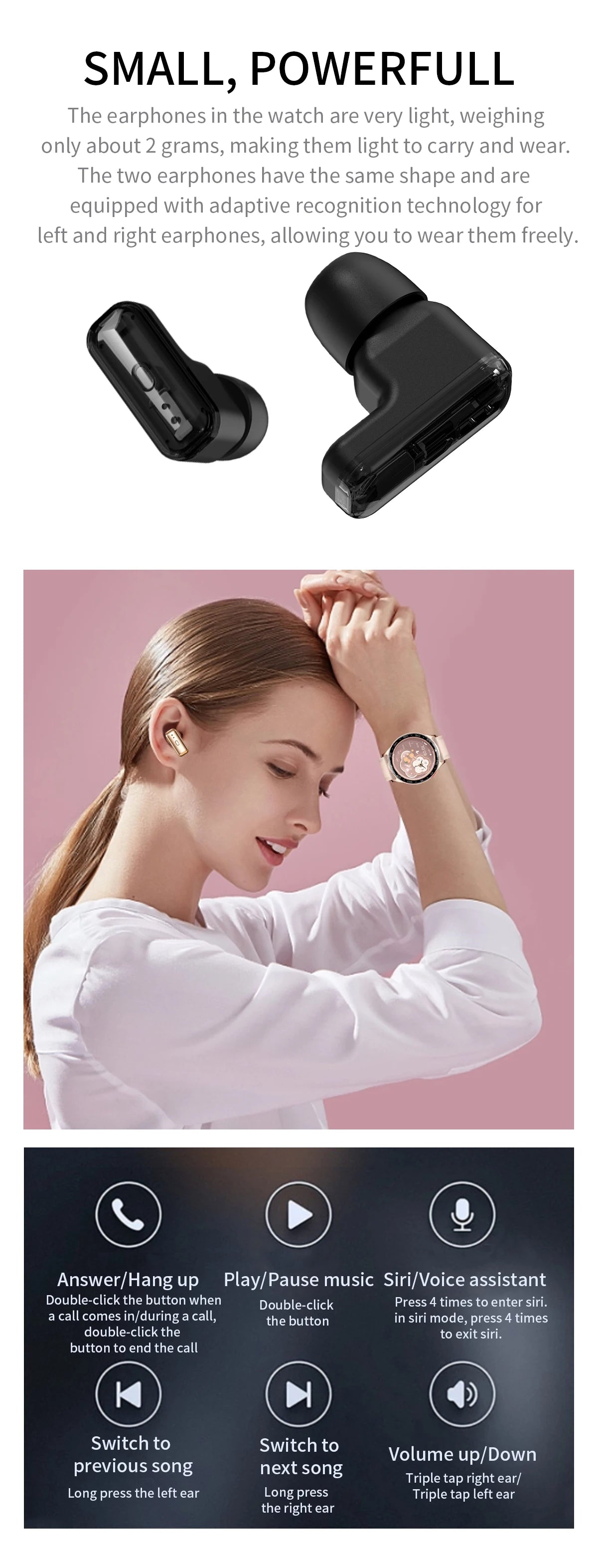 LIGE 2 In 1 TWS Headset Smart Watch 1.39" Women Men Sport Fitness Heart Rate Health Tracker Watches Earphone Music Smartwatch