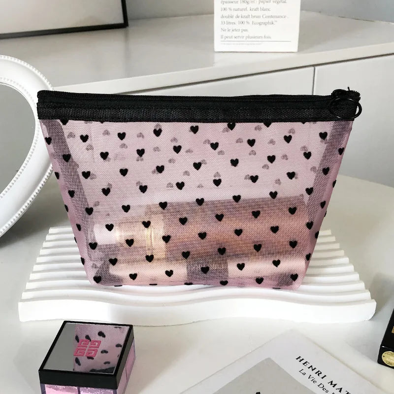 Makeup Bag Outdoor Personalized Transparent Nylon Mesh Cosmetic Bags Pouch Travel Organizer Zipper Beach Makeup Women's Purse