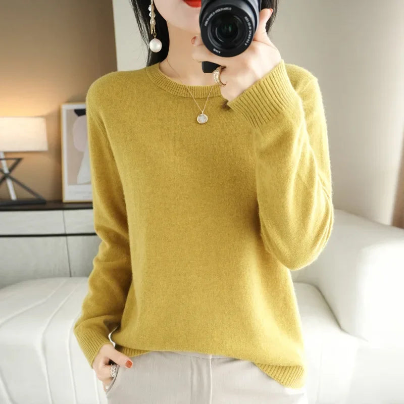 Women Sweater O-neck Autumn Winter Basic Pullover Warm Casual Pulls Jumpers Korean Fashion Spring Knitwear Bottoming Shirt 2025