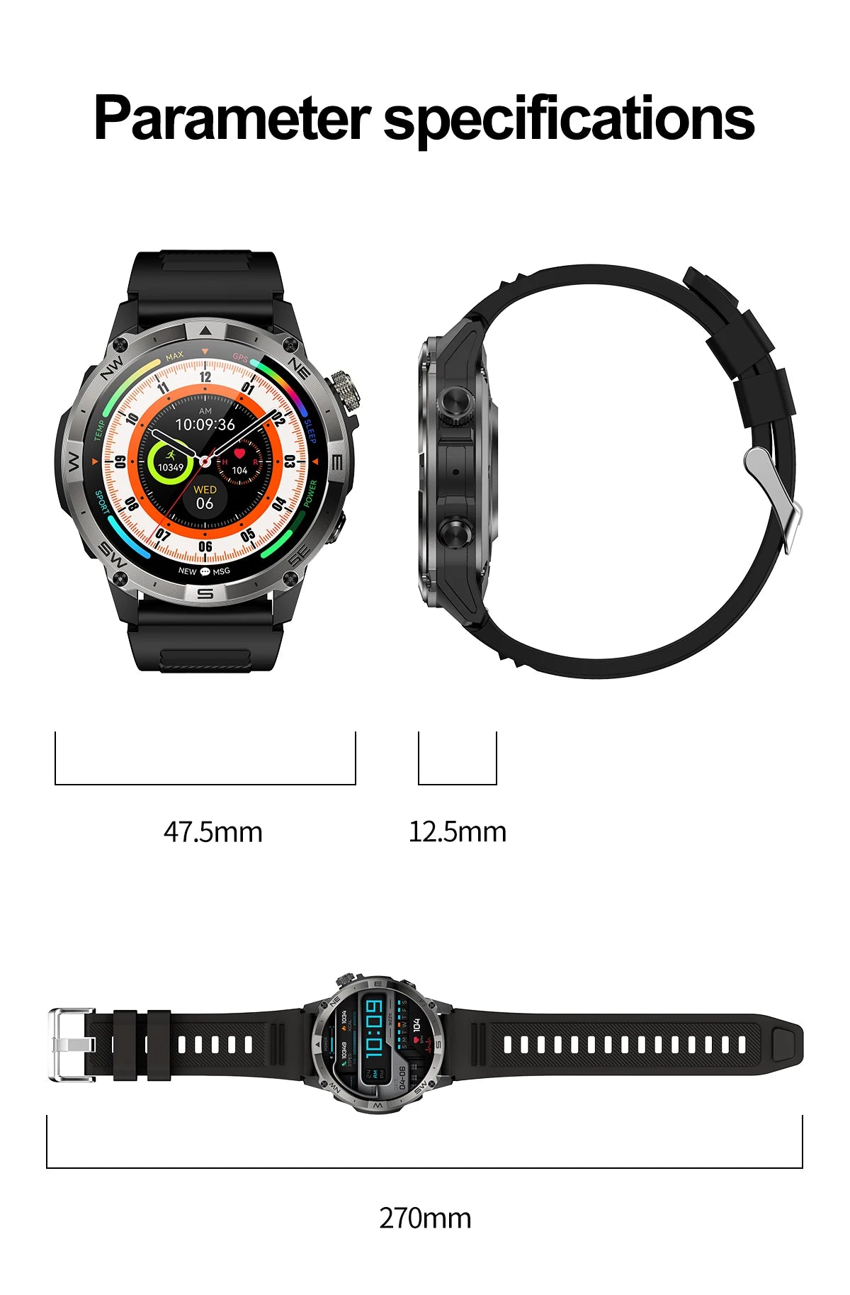 Smart Watch 2026 For Android IOS GPS Compass Sports Smart Watches For Man Women HD AMOLED Bluetooth Call Waterproof Smartwatch