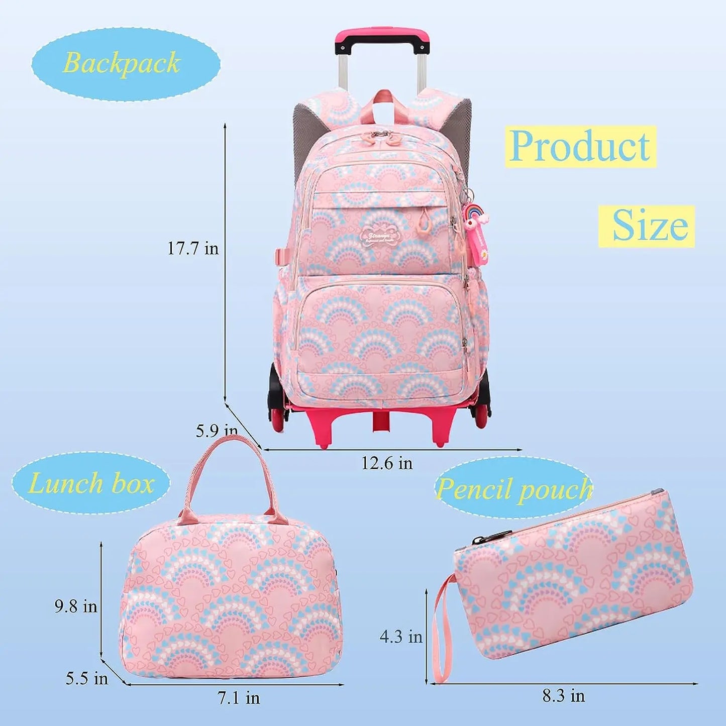 Rolling School Bags for Girls Backpack Children Waterproof School Backpacks with Wheels Middle School Trolley Luggage Back Pack