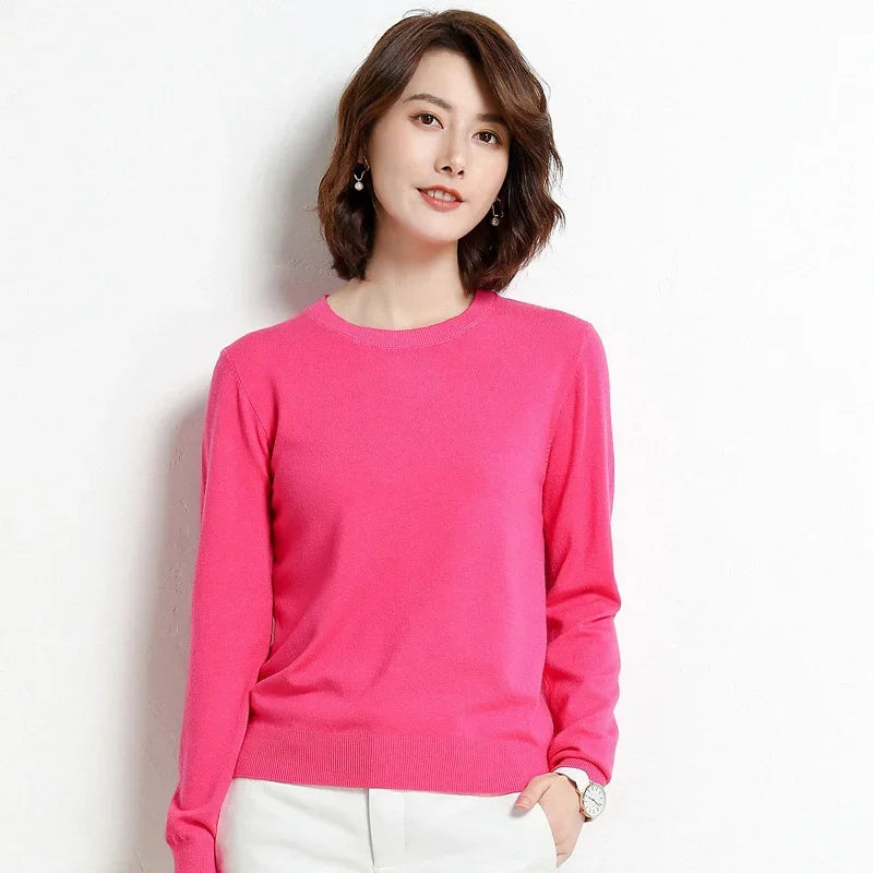 Women Sweater O-neck Autumn Winter Basic Pullover Warm Casual Pulls Jumpers Korean Fashion Spring Knitwear Bottoming Shirt 2025