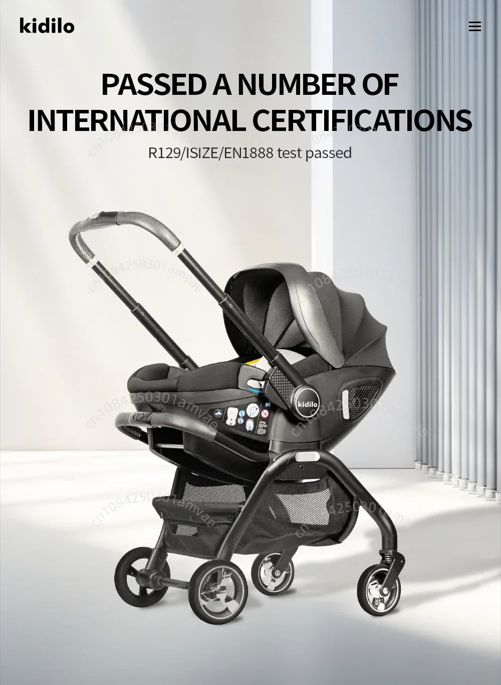 Kidilo 3-in-1 baby stroller, baby safety seat, newborn baby sleeping basket, portable 5 color choices Suitable for ages 0-1