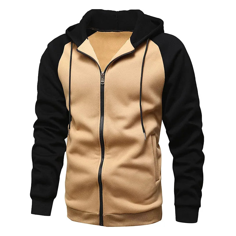 2024 Men's Jacket Fashion Spliced Autumn Jackets for Men Fleece Long Sleeve Coat Man Casual Hoodies Streetwear Men's Coats