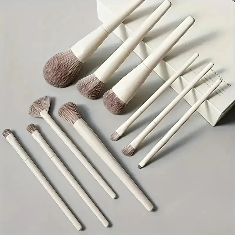 10PCS Makeup Brushes Set Eyeshadow Brush Angled Eyeliner Brush Fan Lash Brush Loose Powder Brush Makeup Tools