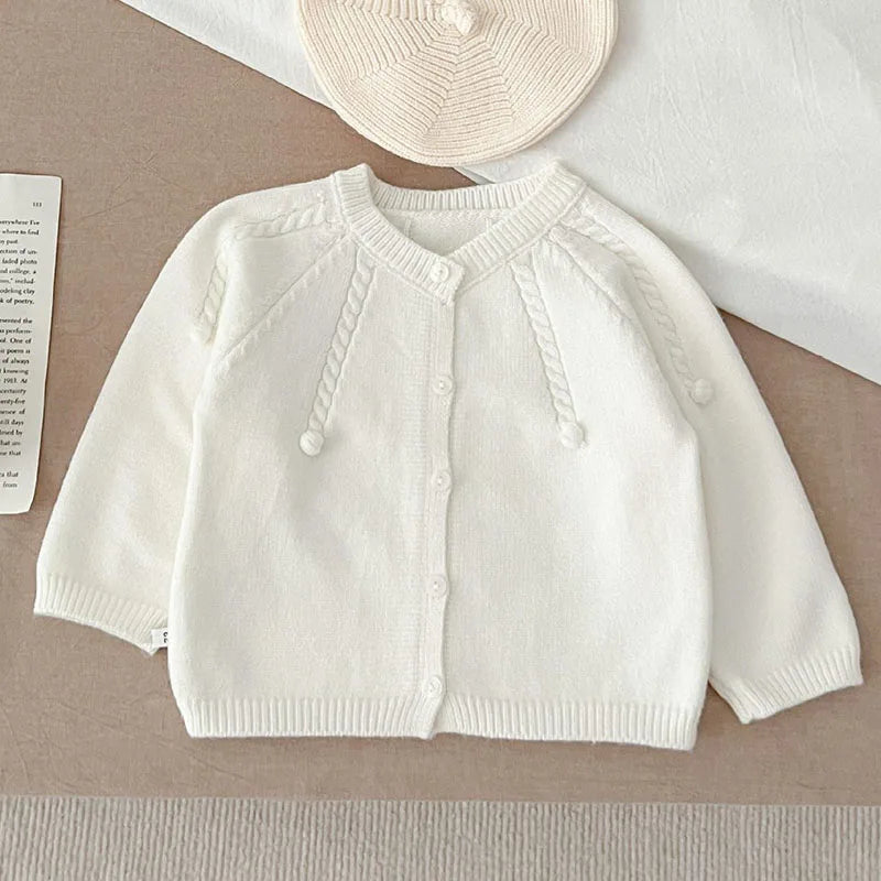 Autumn Winter Korean Style Toddler Baby Girls Sweater Coat Newborn Baby Girls Solid Color Knitting Cardigan Baby Girl Clothing