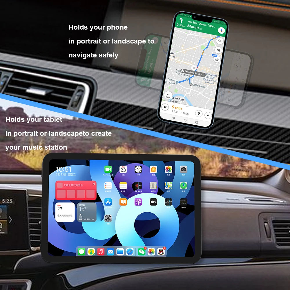 Rectangle Flat Car Dashboard Magnetic Car Mount Holder for Cell Phones and Mini Tablets -Extra Strong with 6 Magnets