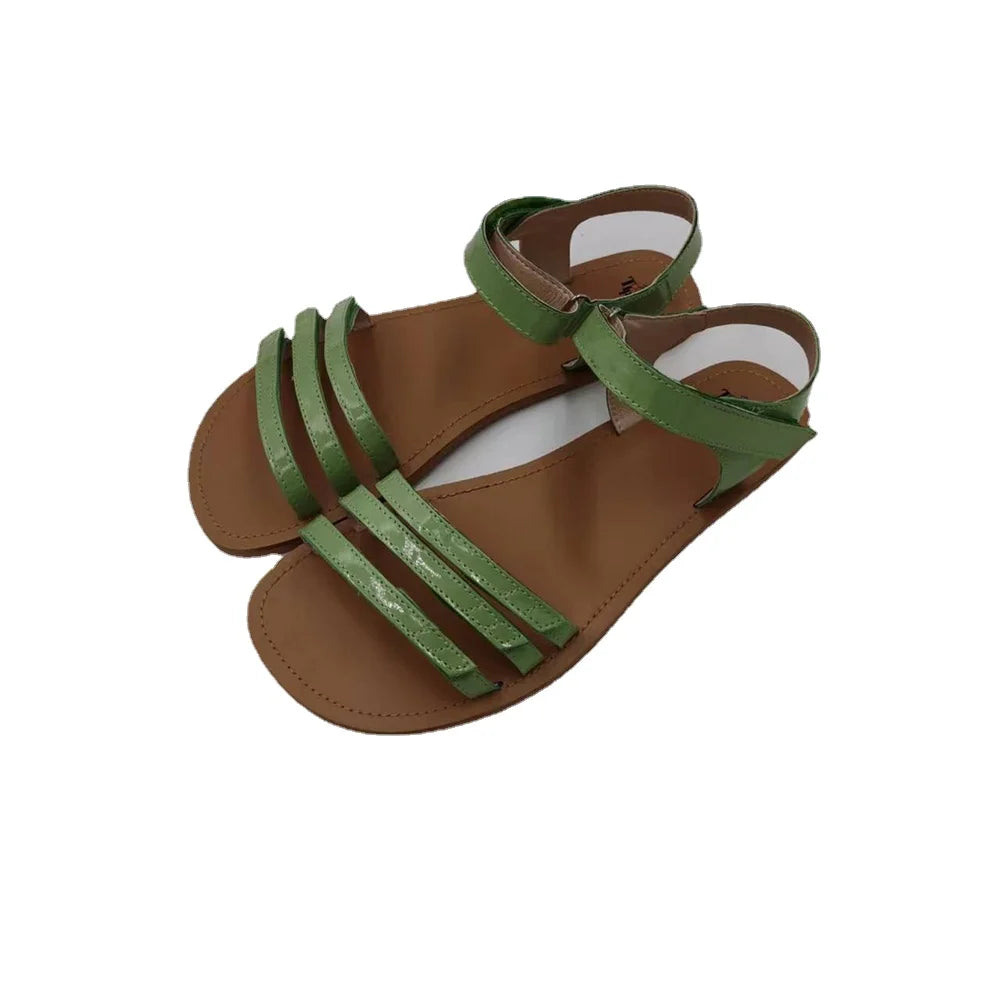 Tipsietoes 2025 Sprinng Barefoot Leather Flat Sandals For Women Shoes With New MInimalist Soft Sole