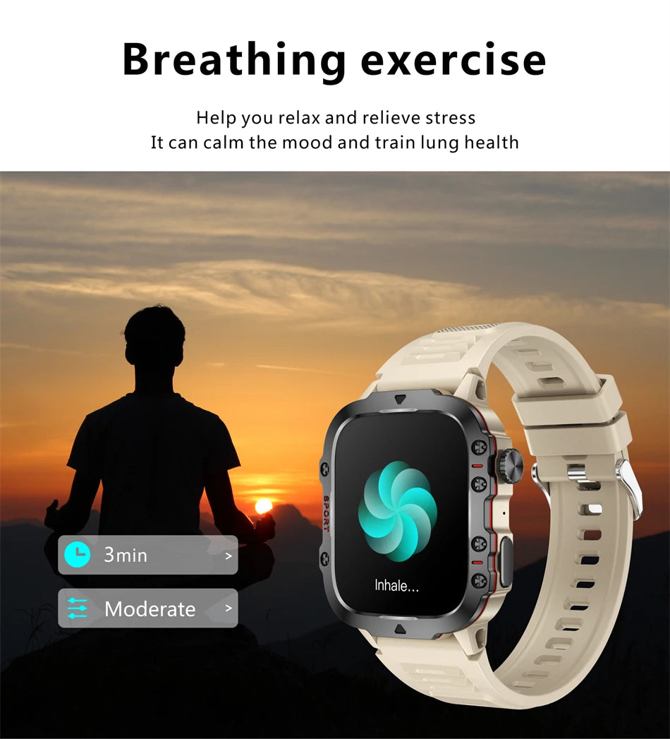 For Xiaomi Rugged Military GPS Smart Watch Men AMOLED 1.96"HD Health Monitor Bluetooth Call Waterproof Outdoor Sports SmartWatch