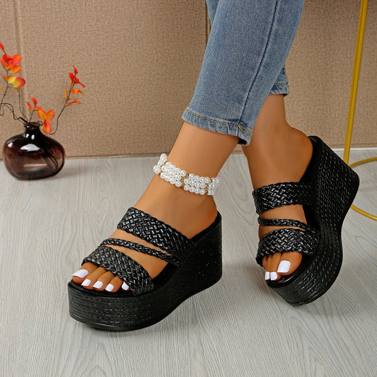 Women Wedges Sandals 2026 New Summer Women Slip on High-heeled Fashion Woman Shoes Comfortable Flower Outdoor Platform Sandals