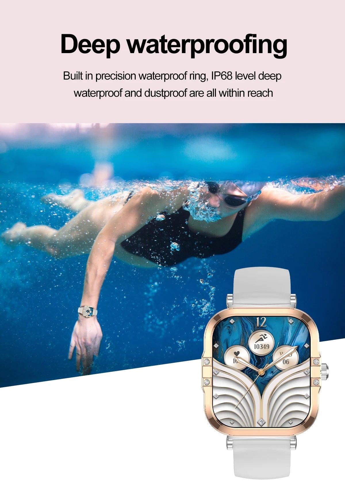 2026 best-selling women's smart watch, 1.75in, AMOLED HD screen, voice control, NFC, breathing exercises, women's health, SOS