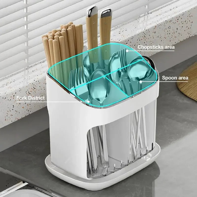 Utensil Holder Cutlery Drainer Kitchen Tableware Storage Bucket Plastic Chopstick Spoon Storage Rack Detachable Kitchen Tools