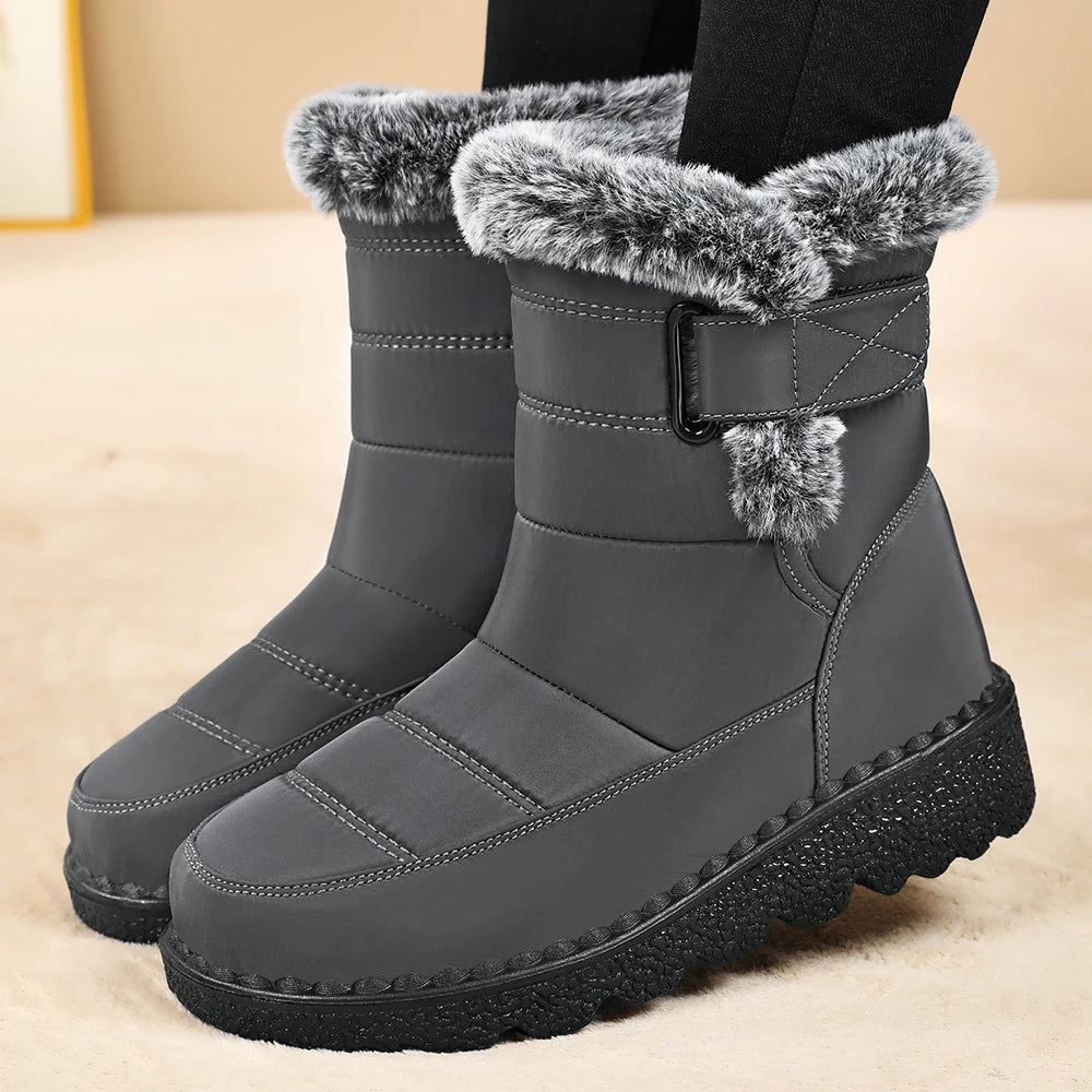 Fashionable New Comfortable Wear-resistant and Non Slip Women's Boots Winter Elegant Solid Color Sexy Warm Snow Boots