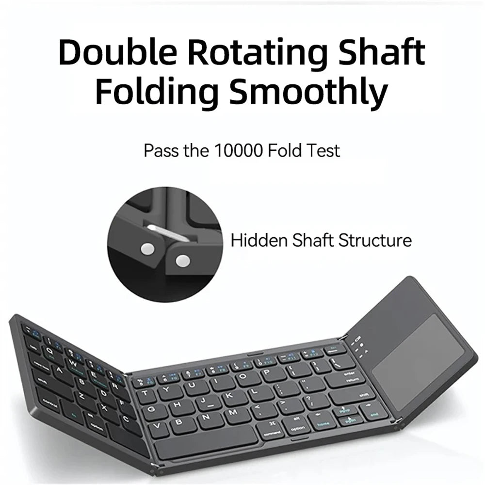 Mini Folding Keyboard Bluetooth Wireless Portable Universal Foldable Keyboard with Touchpad for Windows Android IOS Tablet iPad