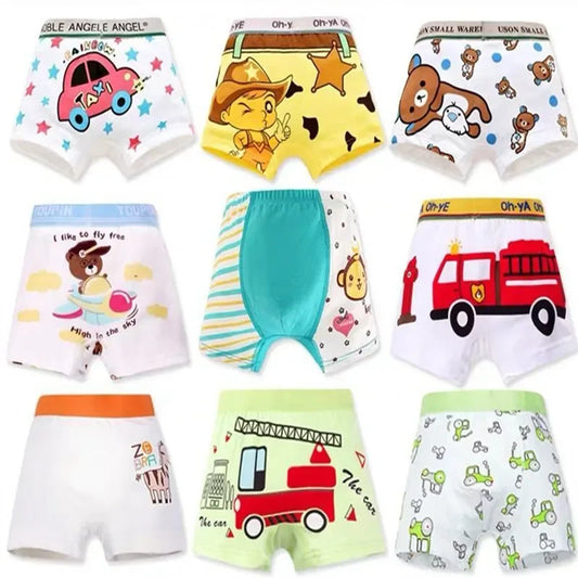 2Pc/Lot Boys Underwear Children Cartoon Animal Print Cotton Boxer Briefs Shorts Toddler Kids Panties 1-10Y