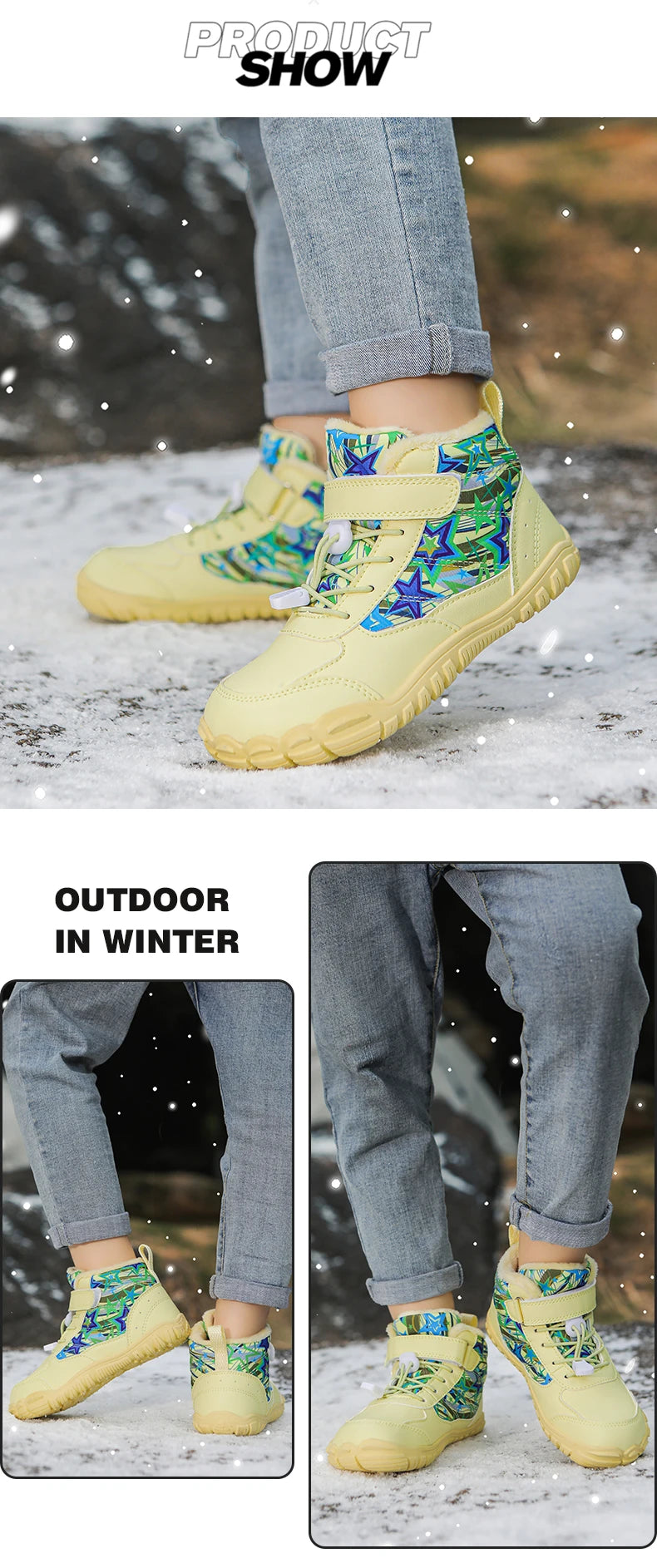 New Parent-child Winter Boots Men and Women Snow BareFoot Outdoor Non-slip Warm Fur Casual Boys/girls Sneakers Kid's Ankle Boots