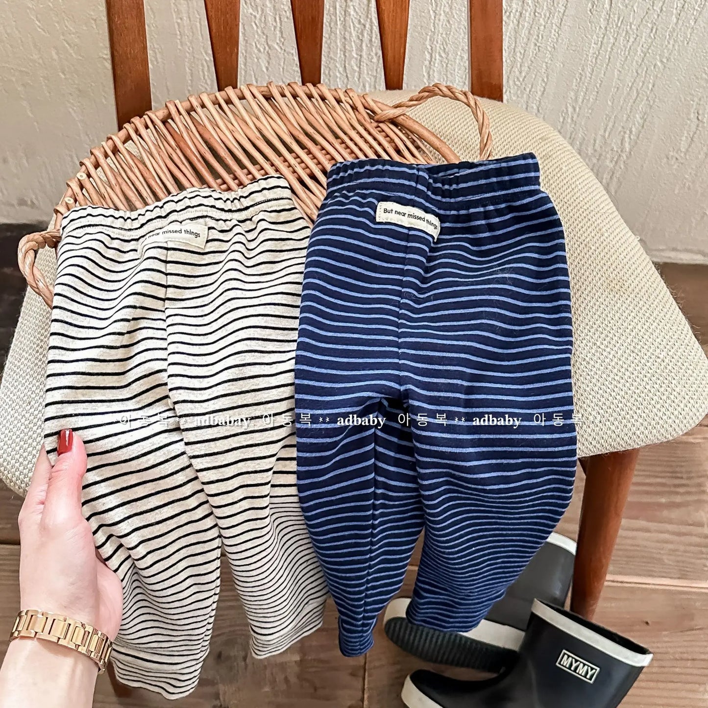 2023 New Spring Children Striped Leggings Cotton Boys Casual Pants Fashion Girls Leggings Kids Trousers Baby Clothes