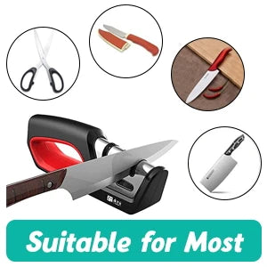 Four in One Kitchen Sharpener Restores Serrated Blade Knives and Scissors, Diamond Tungsten Steel Ceramics